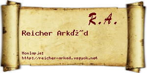 Reicher Arkád névjegykártya