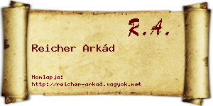 Reicher Arkád névjegykártya